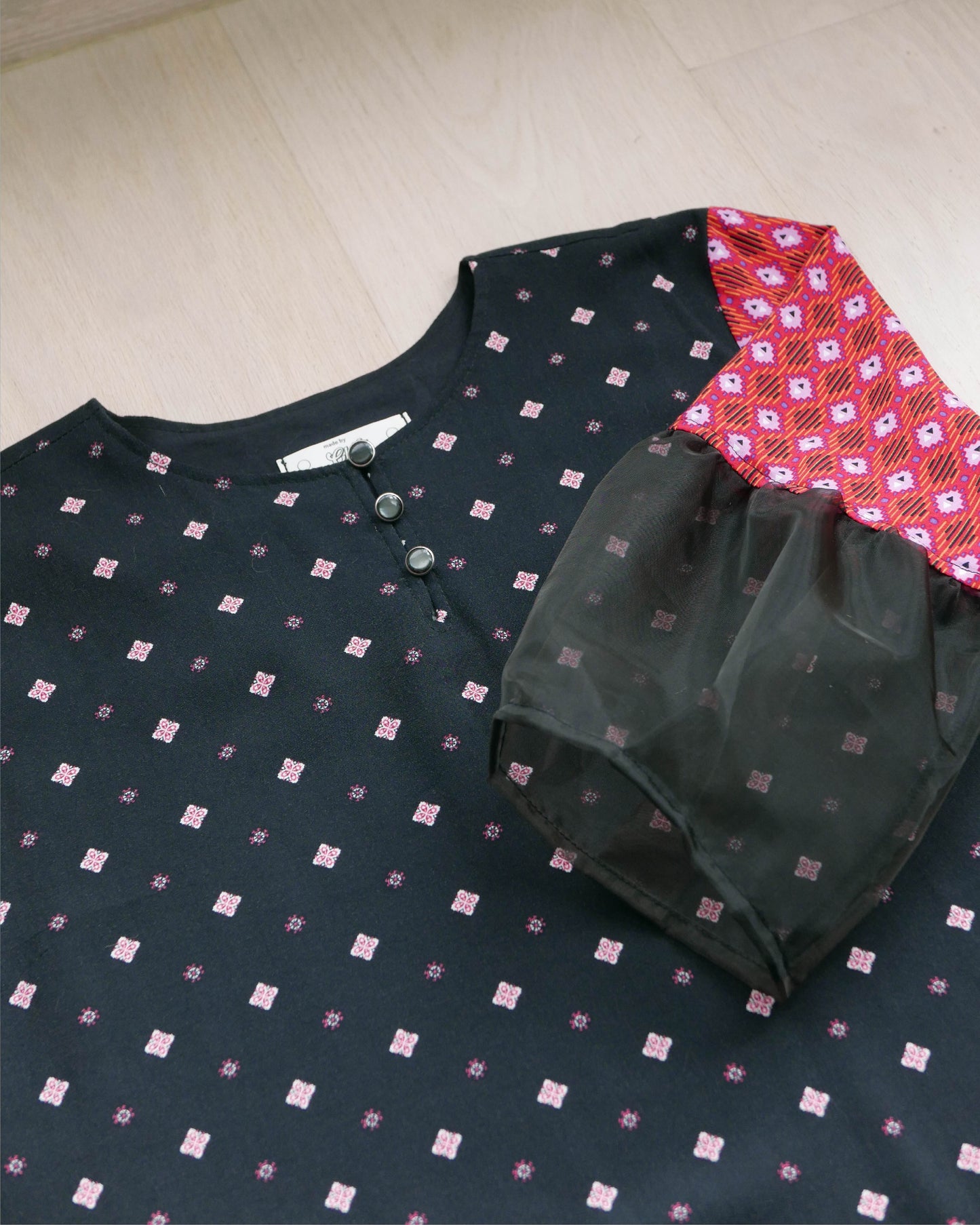 波希米亞風格連身裙 - 黑/紅 | Made by Chifa