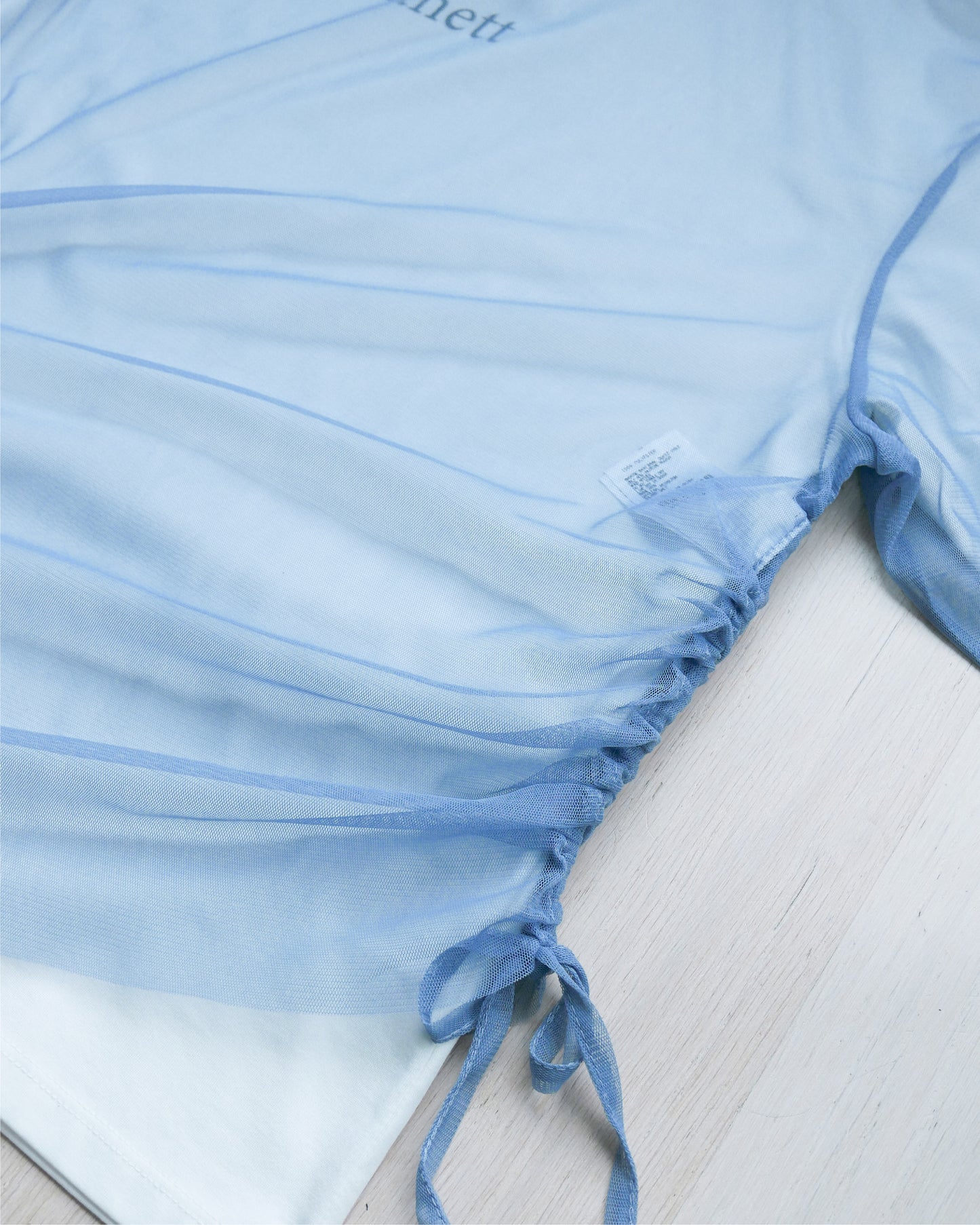 網紗雙層長袖T恤 - 藍白 | Chifa Select