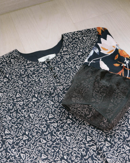 波希米亞風格連身裙 - 黑/橙 | Made by Chifa