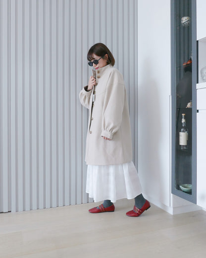 米色企領薄絨長褸 | Chifa Select