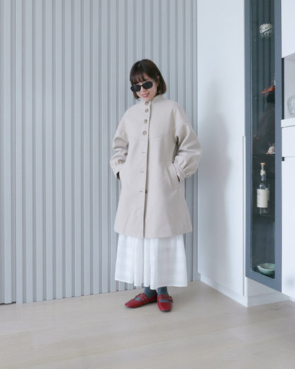 米色企領薄絨長褸 | Chifa Select
