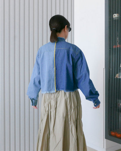 不對稱牛仔綁帶恤衫 | Chifa Select