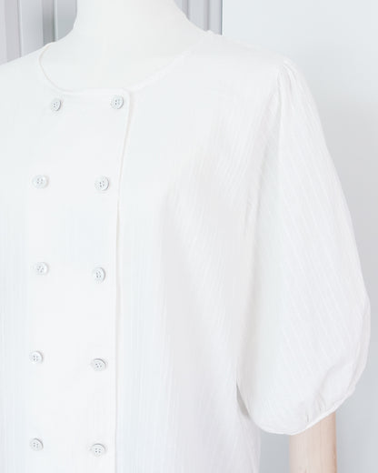 NEMNE Dobby Lattern Sleeve Button-front Top 暗紋燈籠袖雙排上衣 | KOMMONS