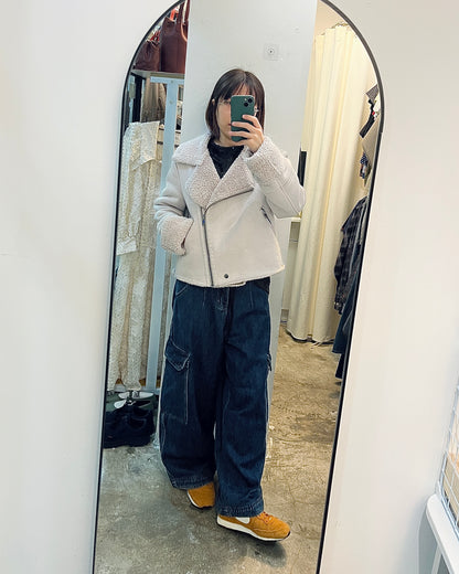 BERSHKA Faux Suede Shearling Moto Jacket 麂皮絨毛毛外套 | KOMMONS