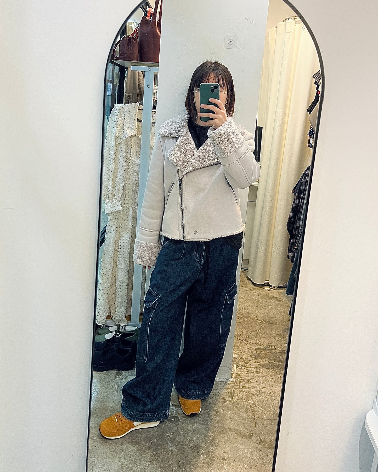 BERSHKA Faux Suede Shearling Moto Jacket 麂皮絨毛毛外套 | KOMMONS