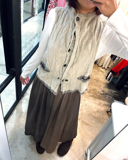 CREA CONCEPT High Neck Velvet Vest 高領絲絨背心外套 | KOMMONS