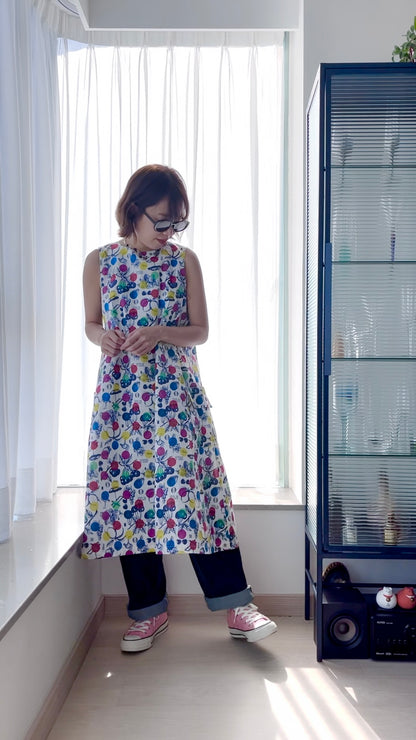 大口袋背心連身裙 - 彩色波波 | Made by Chifa