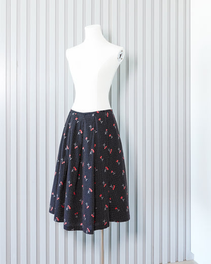 OLIVE DES OLIVE Cherry Printed Midi Skirt 櫻桃印花中長裙 | KOMMONS