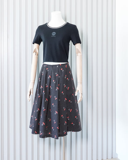 OLIVE DES OLIVE Cherry Printed Midi Skirt 櫻桃印花中長裙 | KOMMONS