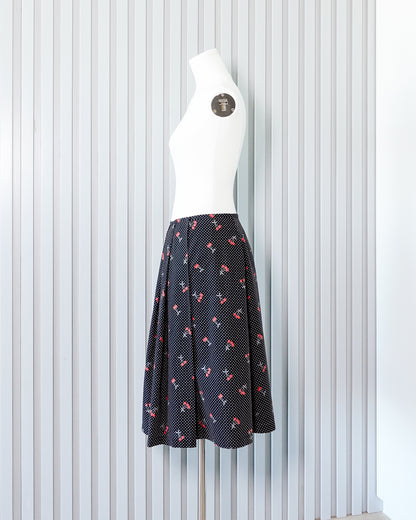 OLIVE DES OLIVE Cherry Printed Midi Skirt 櫻桃印花中長裙 | KOMMONS