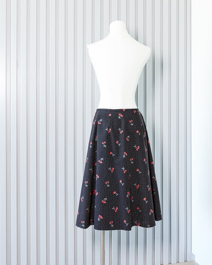 OLIVE DES OLIVE Cherry Printed Midi Skirt 櫻桃印花中長裙 | KOMMONS