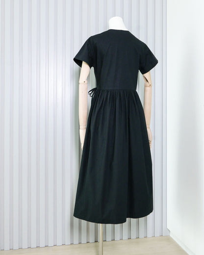 Short Sleeve V-neck Wrap Maxi Dress 短袖V領裹身連身長裙 | KOMMONS