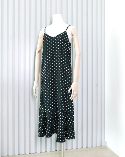 KOOLAANNA Polka Dot V-neck Cami Maxi Dress 波點V領吊帶連身長裙 | KOMMONS