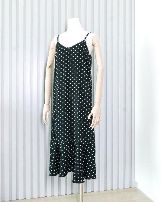 KOOLAANNA Polka Dot V-neck Cami Maxi Dress 波點V領吊帶連身長裙 | KOMMONS