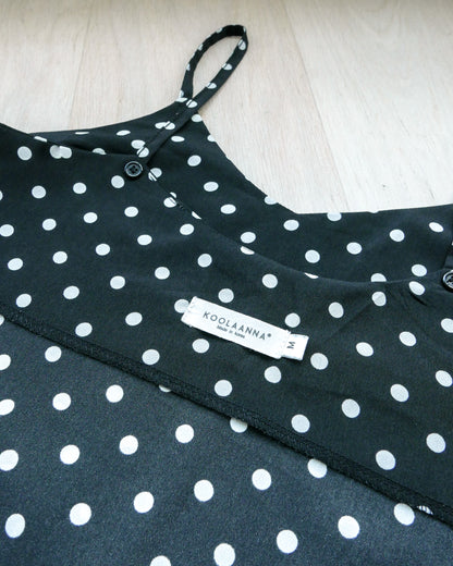 KOOLAANNA Polka Dot V-neck Cami Maxi Dress 波點V領吊帶連身長裙 | KOMMONS