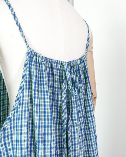 Plaid Tie-strap Maxi Dress 格子綁帶吊帶連身長裙 | KOMMONS