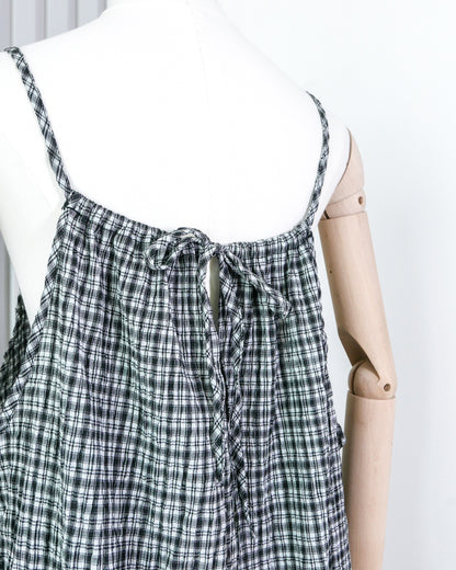Plaid Tie-strap Maxi Dress 格子綁帶吊帶連身長裙 | KOMMONS