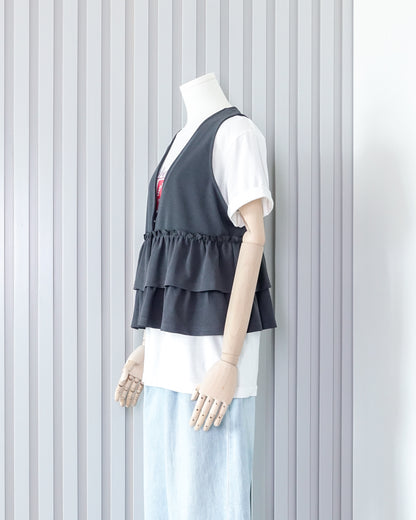 SAMANSA MOS2 Double Ruffle Waistcoat 雙層荷葉邊背心外套 | KOMMONS