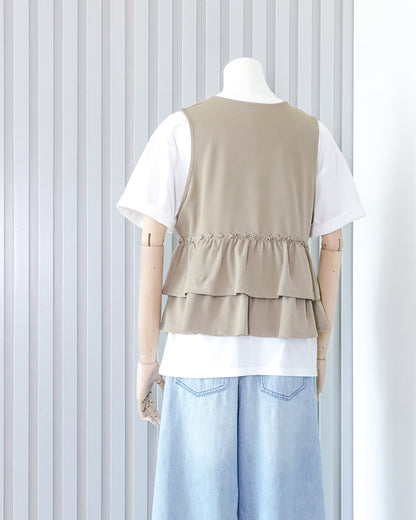 SAMANSA MOS2 Double Ruffle Waistcoat 雙層荷葉邊背心外套 | KOMMONS