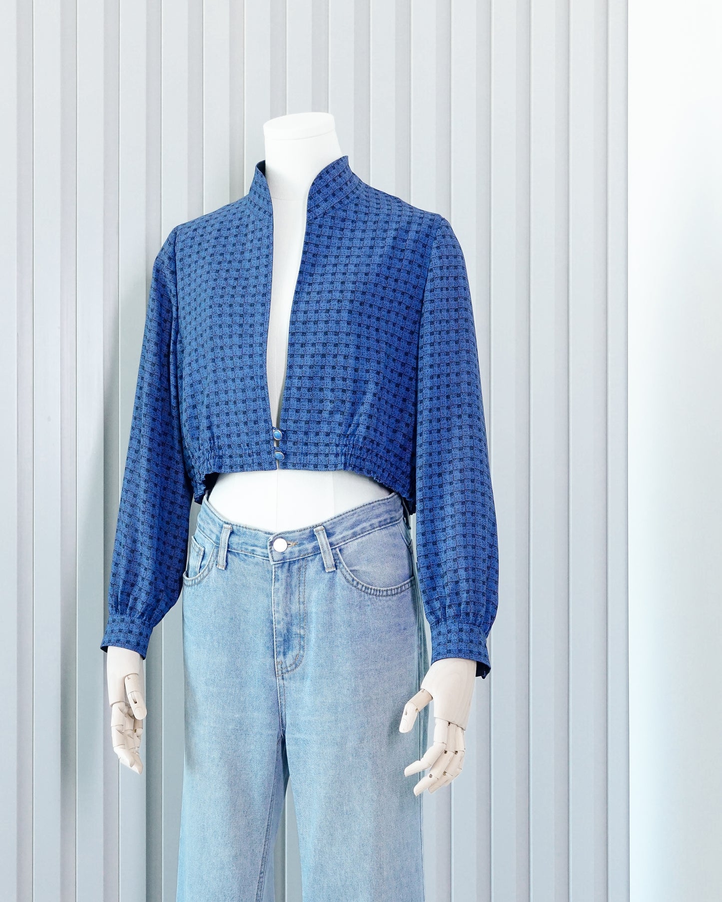 POMPADOUR Plaid Crop Jacket 格子小企領短款外套 | KOMMONS