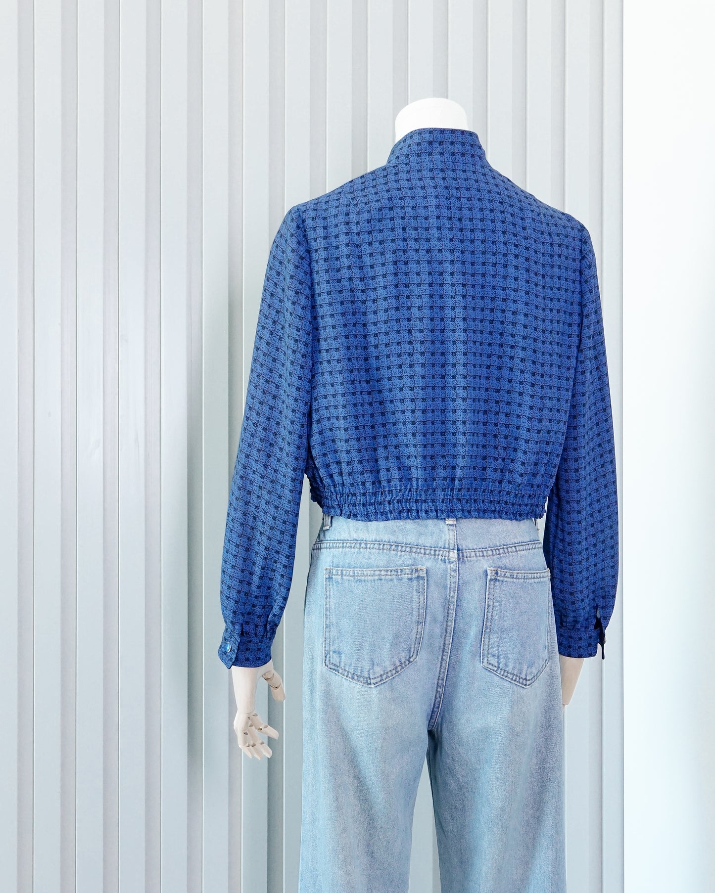 POMPADOUR Plaid Crop Jacket 格子小企領短款外套 | KOMMONS