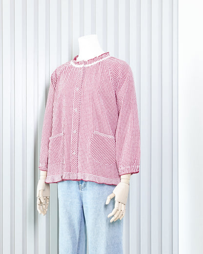CRÉSCERE Gingham Ruffle Hem Jacket 格子荷葉邊外套 | KOMMONS