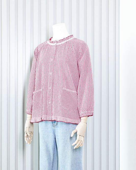 CRÉSCERE Gingham Ruffle Hem Jacket 格子荷葉邊外套 | KOMMONS