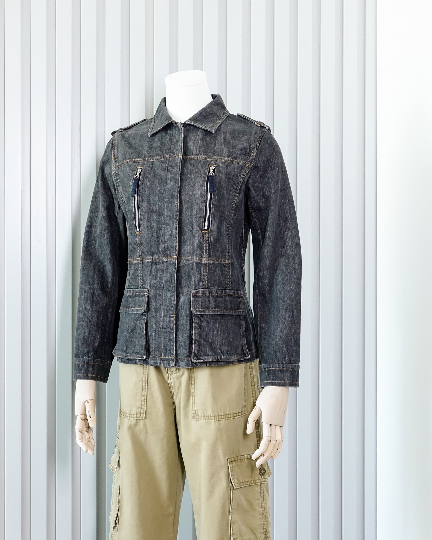 SONIA RYKIEL Denim Fitted Jacket with Zipper Detail 牛仔修身外套 | KOMMONS