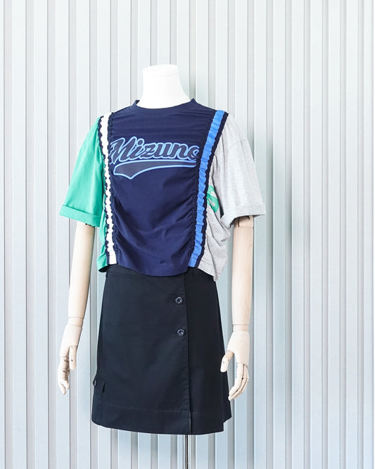 MIZUNO Athletic Ruched Crop T-shirt 運動風抽褶短T恤 | KOMMONS