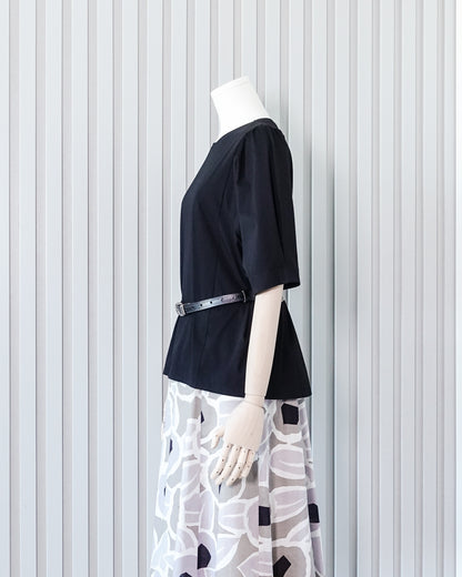 GABARDINE K.T Puff Quarter Sleeve Top 泡泡中袖上衣 | KOMMONS