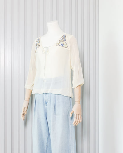 ZUCOZZ Bohemian Style Chiffon 3/4 Sleeve Top 民族風雪紡中袖上衣 | KOMMONS