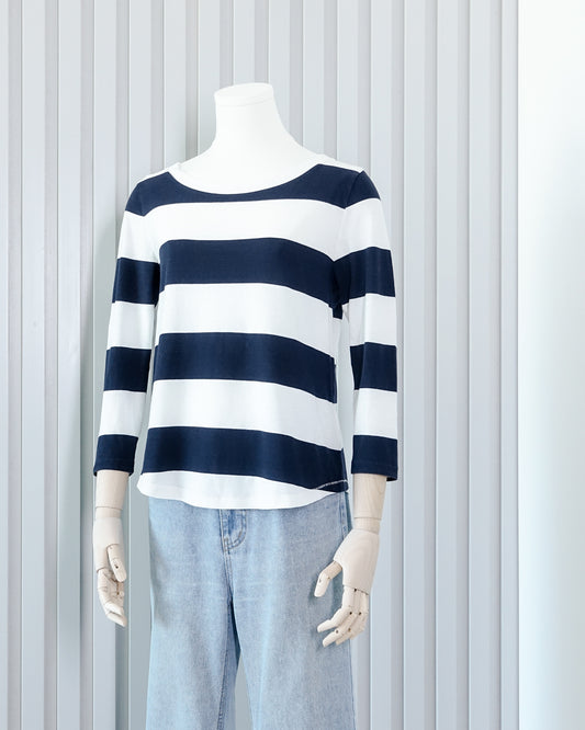 COS Striped 3/4 Sleeve T-shirt 粗橫間中袖T恤 | KOMMONS