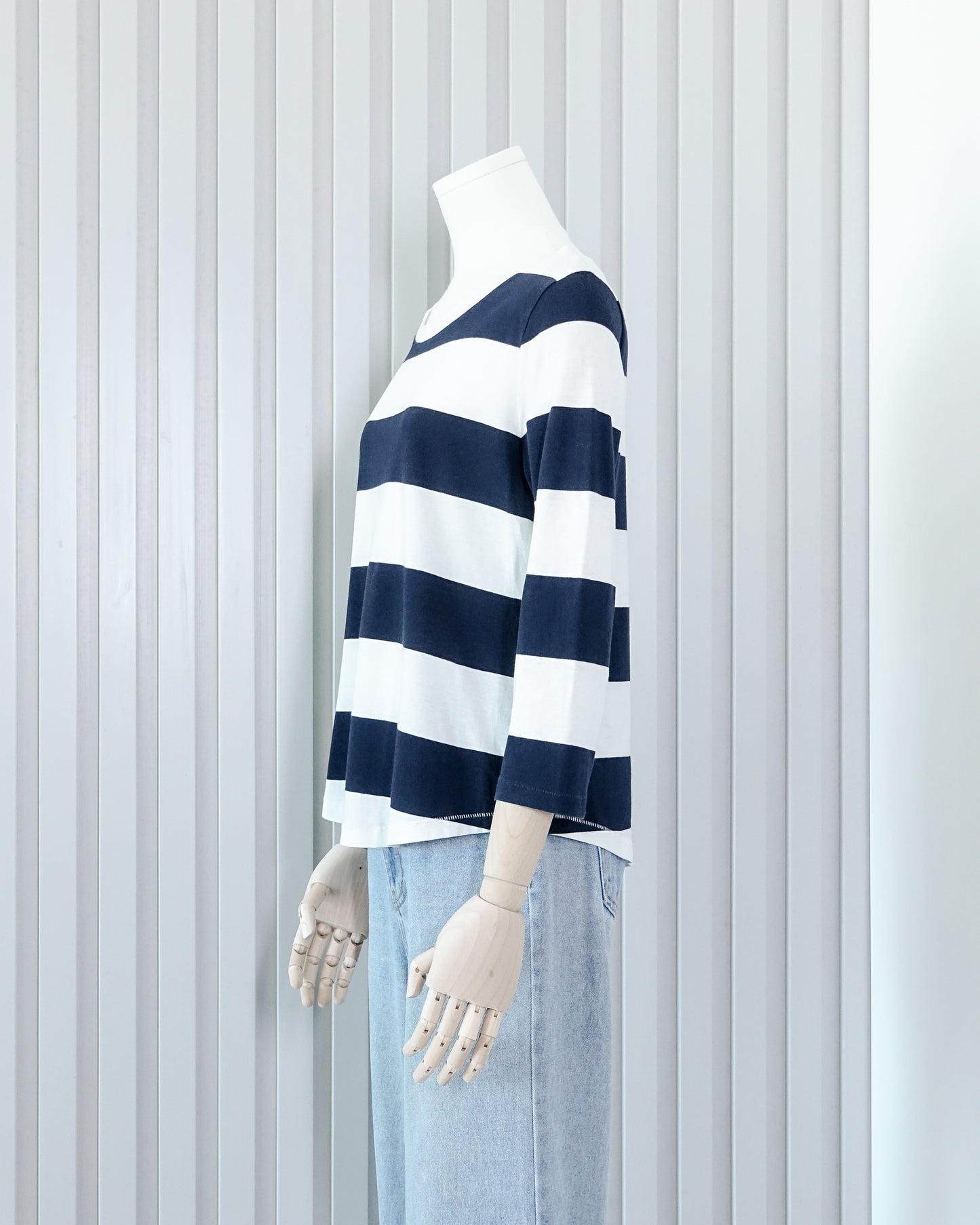 COS Striped 3/4 Sleeve T-shirt 粗橫間中袖T恤 | KOMMONS