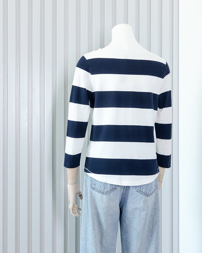 COS Striped 3/4 Sleeve T-shirt 粗橫間中袖T恤 | KOMMONS