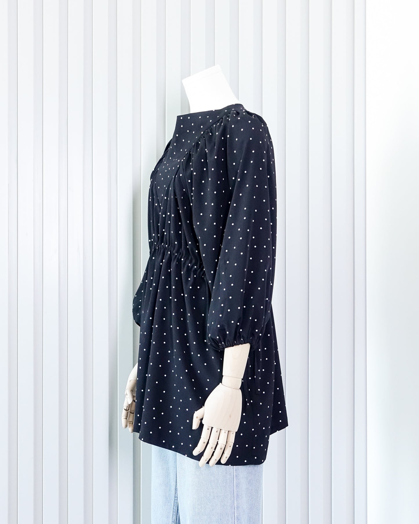 KASTANE Polka Dot Puff Sleeve Top 波點泡泡袖束腰上衣 | KOMMONS