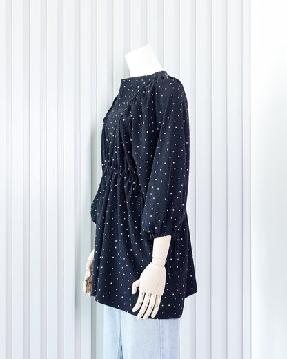 KASTANE Polka Dot Puff Sleeve Top 波點泡泡袖束腰上衣 | KOMMONS