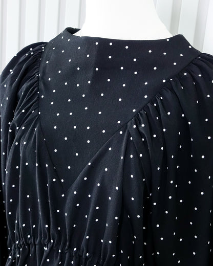 KASTANE Polka Dot Puff Sleeve Top 波點泡泡袖束腰上衣 | KOMMONS