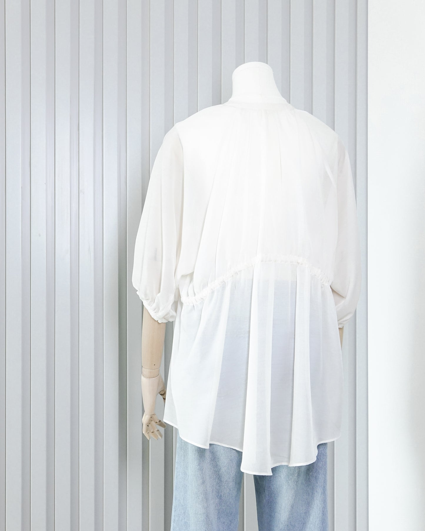 INGNI Sheer Button Front Drawstring Top 透膚扣鈕束腰上衣 | KOMMONS