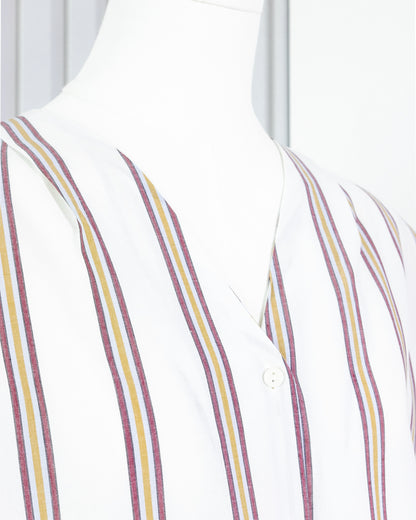 ITEMS URBAN RESEARCH Striped V-neck Button Front Top 直間V領扣鈕上衣 | KOMMONS