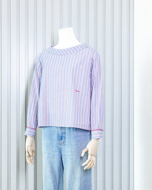 ETAM WEEKEND Striped Boat Neck Top 直間船領上衣 | KOMMONS