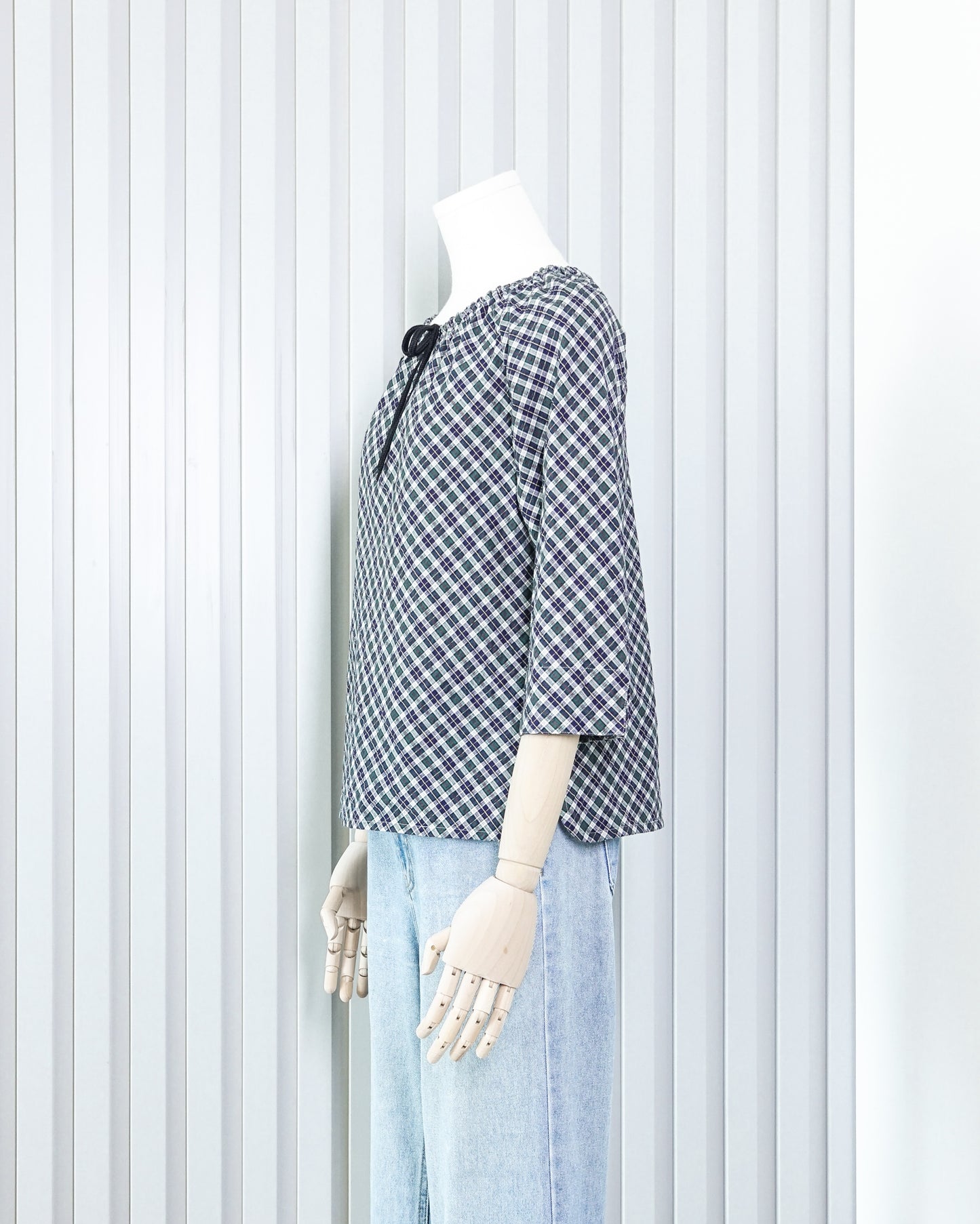 MCGREGOR Plaid 3/4 Sleeve Scoop Neck Top 格子中袖低圓領上衣 | KOMMONS