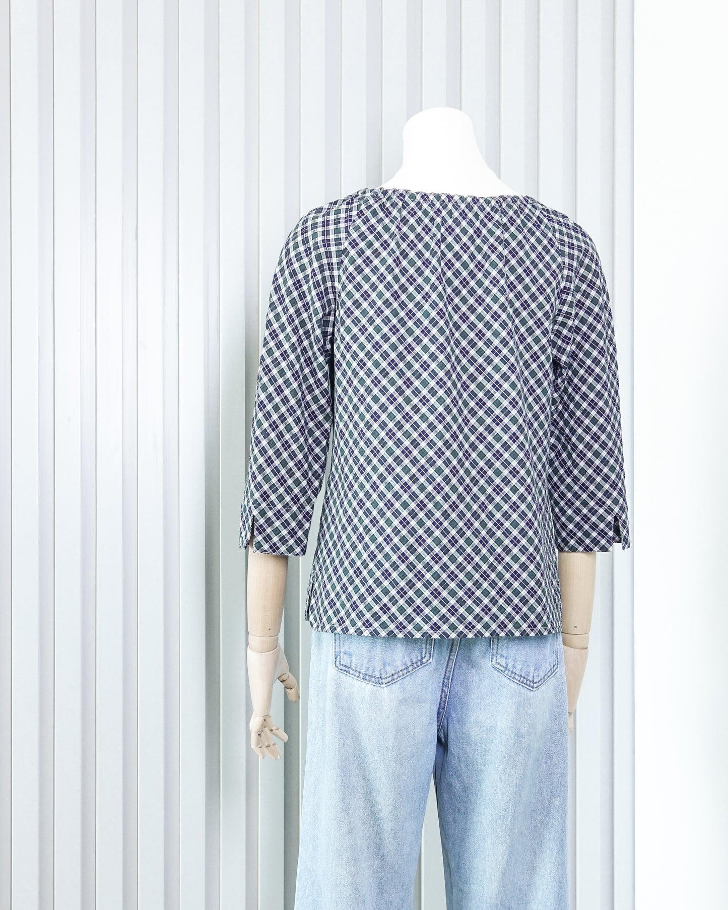 MCGREGOR Plaid 3/4 Sleeve Scoop Neck Top 格子中袖低圓領上衣 | KOMMONS