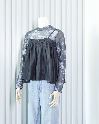 Mesh Top with Flowy Tank Top Layering Set 網紗上衣搭配吊帶背心套裝 | KOMMONS