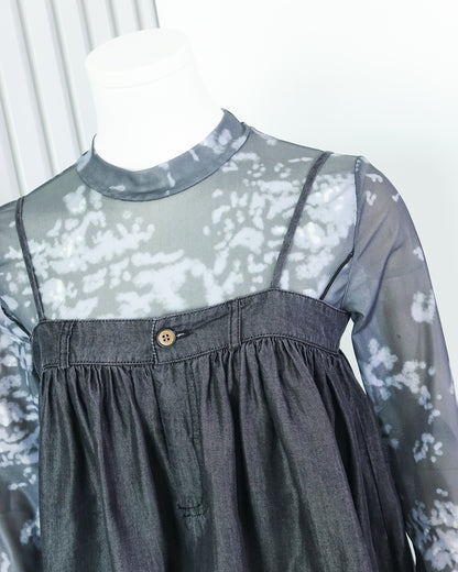 Mesh Top with Flowy Tank Top Layering Set 網紗上衣搭配吊帶背心套裝 | KOMMONS