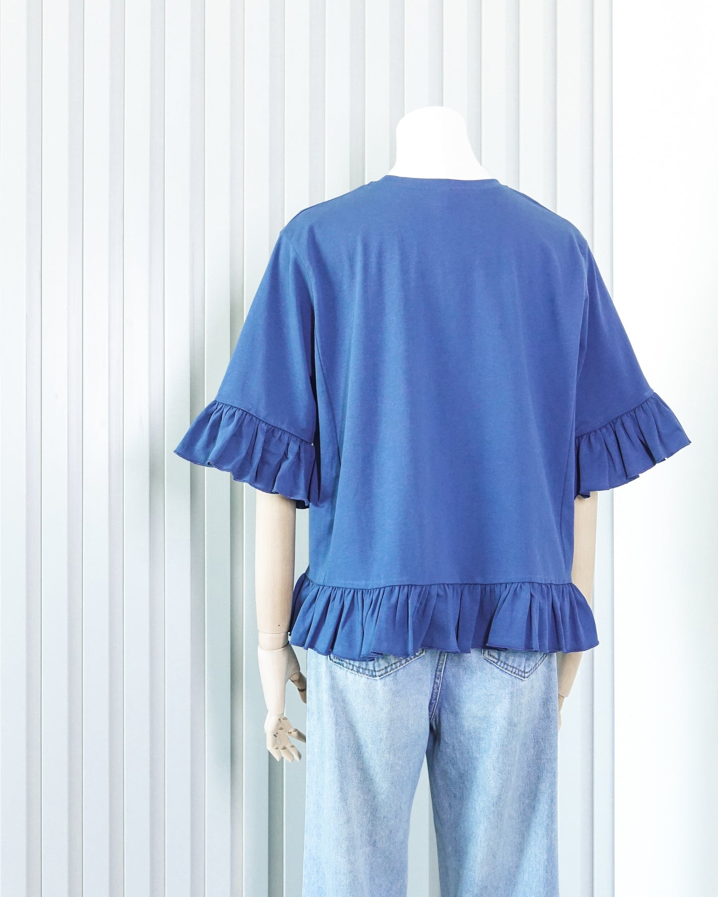 Ruffle Hem Cat Printed T-shirt 荷葉邊貓咪印花T恤 | KOMMONS