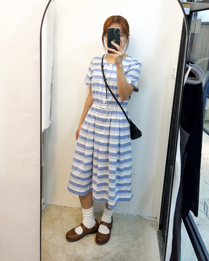 AVENIR Vintage Striped Short Sleeve Dress 古著橫間短袖連身裙 | KOMMONS