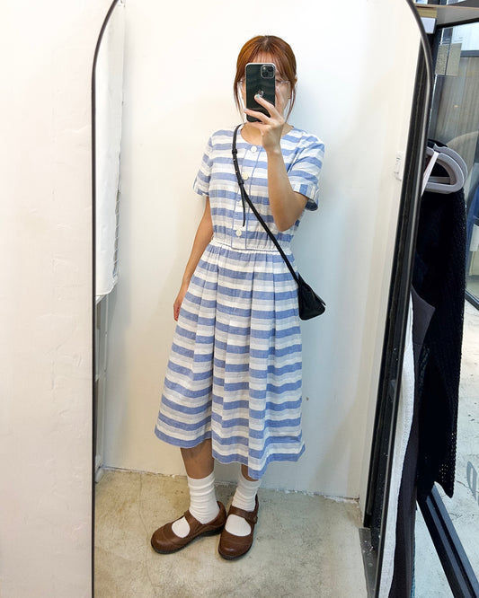 AVENIR Vintage Striped Short Sleeve Dress 古著橫間短袖連身裙 | KOMMONS