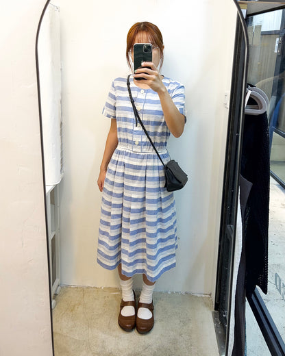 AVENIR Vintage Striped Short Sleeve Dress 古著橫間短袖連身裙 | KOMMONS