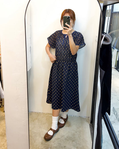 Vintage Polka Dot Short Sleeve Dress 古著波點短袖連身裙 | KOMMONS
