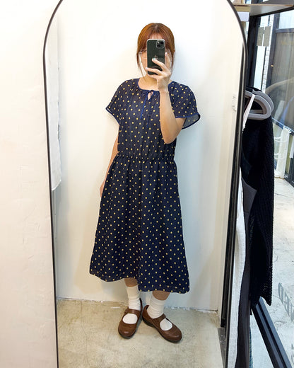 Vintage Polka Dot Short Sleeve Dress 古著波點短袖連身裙 | KOMMONS